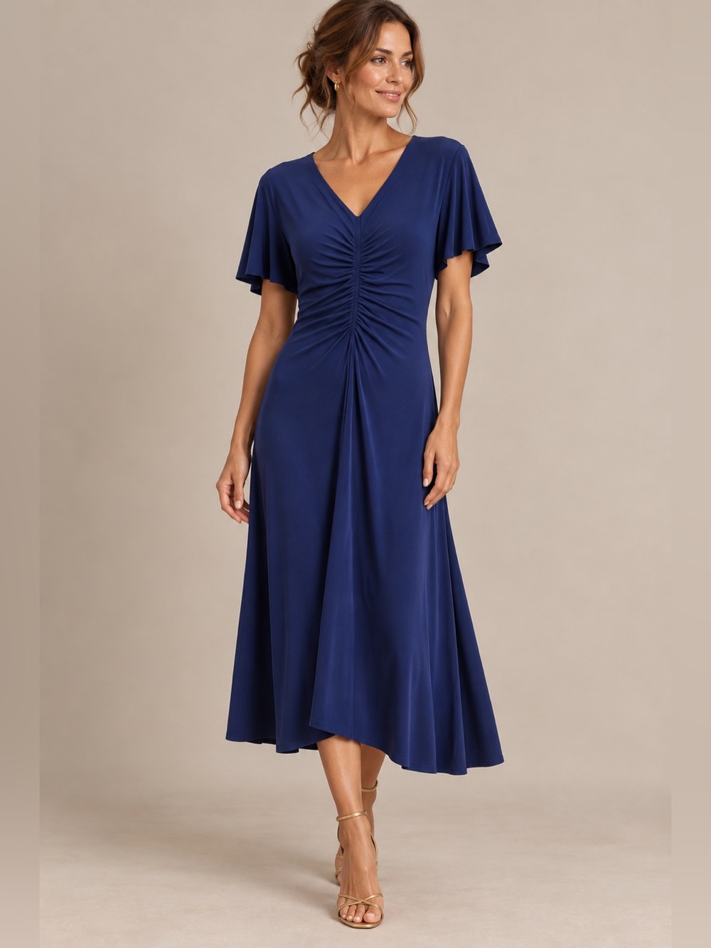 NWT - Maggy London Short Sleeved Maxi Dress in Midnight